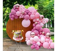 Kit d'arche de ballons roses métallisés 97 pièces, guirlande de ballons en latex rose vif doré métallisé et bande de ballons pour anniversaires, fêtes prénatales, fiançailles, mariages, toile de fond