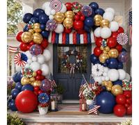 Kit d'arche de ballons rouges blancs et bleus pour décorations de fête d'anniversaire vétérans