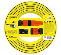 Cellfast Kit d'arrosage 4JAUNE 15m tuyau+arroseur droit, arrêt à connexion rapide, G3 femelle