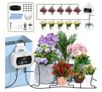 Kit d'arrosage automatique solaire pour jardin, système d'arrosage goutte à goutte automatique avec tuyau de 15 m, minuterie d'arrosage automatique pour les vacances, les balcons, les pots de fleurs e