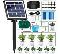 Kit d'arrosage automatique solaire - Système goutte à goutte - Minuterie réglable 12 modes - Tuyau 15 m