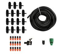 Kit d'arrosage goutte à goutte par pulvérisation automatique de 15 m (49,2 pieds) avec buse d'atomisation et connecteur pour fleurs et plantes de jardin, installation facile et