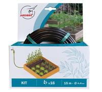Kit d'arrosage goutte à goutte pour carré potager - 15m micro-tuyau Ø 6mm - 11 goutteurs réglables 0-6 L/h