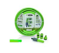 Kit d'arrosage jardin PVC renforcé 20 m diam 15mm lance multi jet +2 raccords + nez de robinet