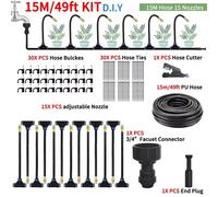 Kit d'arrosage pour jardin - Système d'irrigation goutte à goutte automatique - Raccord rapide - T-piece - Gicleur brumisateur - Plastique - 15 mètres