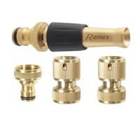 Kit d'arrosage - RIBILAND - Ø15 mm - 100% laiton - Lance à jet réglable - Raccord Aquastop