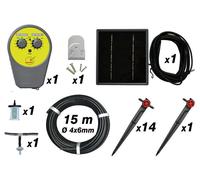 Kit d'arrosage solaire programmable - 15m de tuyau Ø4x6mm - 15 goutteurs automatiques - Pompe solaire autonome