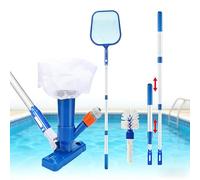 Kit d'aspirateur de fond de piscine, aspirateur jet portable avec tête de piscine à dépression avec manche télescopique, kit de nettoyage de piscine avec brosse de nettoyage et filet de skimmer pour