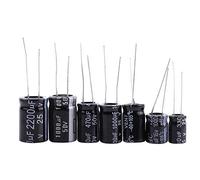Kit d'Assortiment de Condensateurs Électrolytiques, 125 Pièces, 25 Valeurs, 1 uF à 2200 uF, pour TV, Moniteur LCD, Radio, Stéréo, Jeu