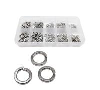 Kit d'assortiment de joints élastiques, rondelle de verrouillage fendue à ressort, en acier inoxydable A2 noir, 320 pièces/boîte pour vis et boulons(Silver 304)