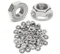 Kit d'assortiment d'écrous à bride dentelée en acier inoxydable 304, M3 M4 M5 M6 M8 M10 M12, 20/50 pièces, écrous hexagonaux autobloquants