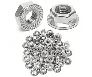 Kit d'assortiment d'écrous à bride dentelée en acier inoxydable 304, M3 M4 M5 M6 M8 M10 M12, 20/50 pièces, écrous hexagonaux autobloquants