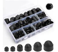 Kit D'assortiment D'écrous Borgnes, Assortiment de 160 écrous Hexagonaux en Nylon - M4 M5 M6 M8 M10 M12 pour écrous Hexagonaux à Tête Bombée, Noir