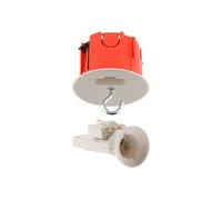 Zenitech Kit DCL Point de centre murs placo Ø65 mm - Fiche, Douille E27, Crochet - Rouge