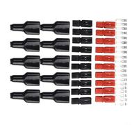 Kit de 10 paires, connecteurs de batterie 30 A 600 V rouge/noir avec 20 terminaux, 10 couvercles pour énergie solaire RV Marine Power
