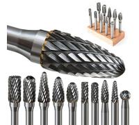 Kit de 10 Pcs Fraises Rotatives en Carbure de Tungstène | Double Coupe Tige de 6mm pour Perceuse Electrique Bois Acier Métal Polissage Gravure et Perçage