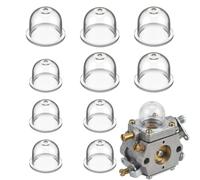 Kit de 10 pièces pour pompe à carburant, piston d'amorçage de carburateur (5 x 22 mm + 5 x 19 mm), capsule d'allumage, poire d'amorçage, pièces de rechange pour tondeuses à gazon, tronçonneuses