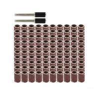 Kit de 102 tambours de ponçage en carborundum avec mandrins pour outils rotatifs, grain 80-#120, assortiment de manchons pour meulage du métal, polissage, élimination de la rouille (#80 6,35 mm)