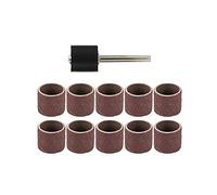 Kit de 11 tambour de ponçage, 12,7 mm de diamètre, accessoire de manchon de ponçage comprenant 1 manchon de bande de ponçage et 10 mandrins, grain 80