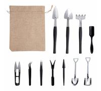 Kit de 12 mini outils de transplantation pour plantes grasses | Outils en métal robuste, sac de rangement pratique en lin, parfait pour les plantes grasses et bonsaï soins quotidiens