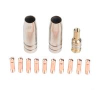 Kit de 13 consommables de buse de soudage pour Mig-14ak avec porte-embout et dix embouts en finition argent et cuivre pour travaux de travail des métaux (1 mm)