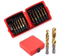 Kit de 13 forets SAE et métriques, haute combinaison en acier de forage, taraudage, fraisage avec adaptateur à changement rapide pour métal et plastique