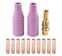 Kit de 13 pièces de torche de soudage pour 15AK MIG avec support de buse de gaz en céramique et embouts de contact de 0 6 à 1 2 mm pour tâches de soudage MIG (0,8 mm)