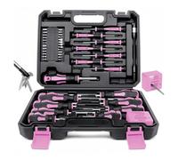 Kit de 13 tournevis, embouts magnétiques Phillips et plats avec crochets de précision, acier chrome vanadium, boîte de rangement(43pcs pink)