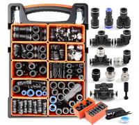 Kit de 130 raccords Push-to-Connect 0,6 cm 1 cm 1,3 cm NPT + outil pour | Idéal pour les outils pneumatiques, compresseurs d'air, automatisation, freins à air, systèmes de suspension