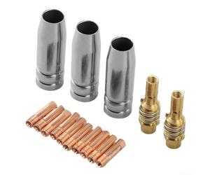 Kit de 15 consommables de soudage MIG 0,8 mm, embouts de contact et diffuseur de buse de gaz pour torche 15AK MB15, compatible avec Lincoln pour Magnum