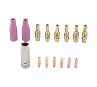 Kit de 15 consommables pour torche de soudage MIG, pour AK15 MB-15, 6 embouts de contact de 1,0 mm, 2 buses en céramique, 1 diffuseur de gaz, 6 supports avec clé, revêtements en céramique en faïence