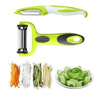Kit de 2 éplucheurs multifonctions - Acier inoxydable - Vert Noir Blanc