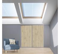 Kit de 2 portes de placard coulissantes, hauteur 120 cm, largeur 120 cm, décor chêne authentique, profils et rails gris inclus