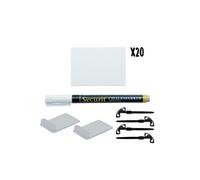 kit de 20 tags blancs | Format A8 | Incluant 1 feutres craie Noir | 4 piques ardoises et 2 support horizontal transparents Securit