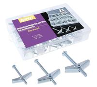 Kit de 24 fixations pour plaques de plâtre, comprenant des chevilles à vis et des écrous à ailettes, pour la fixation d'objets lourds – dimensions : 1/8 de pouce, 3/16 de pouce, 1/4 de pouce
