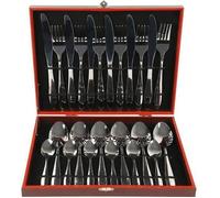 Kit de 24pcs de Vaisselle - - MENAGERE - Couvert acier inox. - Blanc - 24 pièces