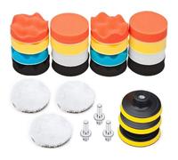 Kit de 25 tampons de polissage 7,6 cm, éponges de polissage avec adaptateur pour perceuse M10, polisseuse pour voiture