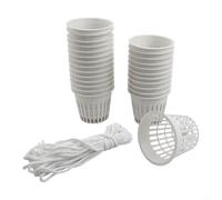 Kit de 26 pots de fleurs en plastique avec cordon en coton de 10 m, pots de fleurs en plastique fendus de 7,6 cm pour intérieur et extérieur, plateaux de démarrage de graines noires et blanches (blanc
