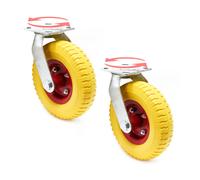 Kit de 2x Roulettes de transport fixes 220x58mm Support pivotant increvable