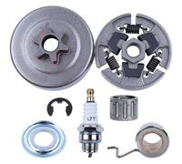 Kit de 3/8" Pignon Embrayage pour Stihl 017 018 MS170 MS180 021 023 025 MS210 MS230 MS250, ADEFOL Pignon + Tambour d'embrayage + Roulement + Vis sans fin + Rondelle + E-Clip + Bougie