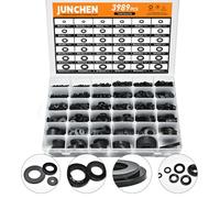 Kit de 3 989 grandes rondelles plates noires, 36 tailles M2-M24, rondelles plates en nylon pour vis, kit d'assortiment pour décoration intérieure et entretien électrique, joint torique pour réparation
