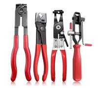 Kit de 4 Pince a Collier Durite Professionnel avec Pince Circlips Pinces Coupante Clé à Tube Acier Carbone Haute Résistance Manches Anti-Dérapage Outillage Mecanique Auto pour Collier de Serrage