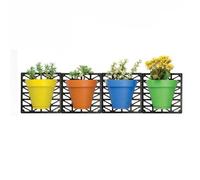 Kit de 4 pots avec support mural - Multicolore - 18.5 cm X 11 cm X 17 cm - ASTUCEO