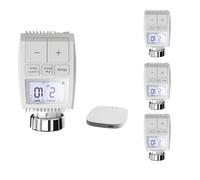 Kit de 4 Têtes Thermostatiques Connectées Universelle avec Ecran LCD + Passerelle ZigBee