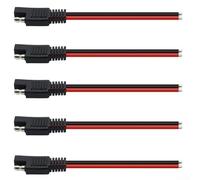 Kit de 5 câbles d'alimentation SAE 12 V 14 AWG en cuivre pur pour chargeurs de panneaux solaires, traceurs GPS, engrenages chauffants et systèmes basse tension 20 A (15 cm)