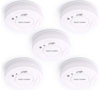 Kit de 5 détecteurs de fumée Wiltec avec pile 9 V, détecteur d'incendie avec fonction HUSH, détecteur d'incendie fiable avec puissance sonore de 85 dB, détecteur d'incendie photoélectrique, protection