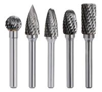 Kit de 5pcs Fraises Rotatives en Carbure de Tungstène Double Coupe Tige 6mm Tête 10mm Outil Dremel Perceuse Ponceuse Electrique Po