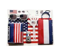 Kit de 6 pièces pour fans de football avec drapeau, écharpe, peinture pour le visage, lunettes, clappe, bracelet dans un sac cadeau, pour fête et stade (États-Unis)