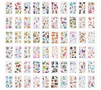 Kit de 60 Tatouages Temporaires Enfant Étanches Sirène Fée Dinosaure Requin pour Fête Cadeau Garçon Fille Décoratif