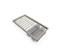 Kit de 7 tringles à pantalons, 2 plateaux et cadre coulissant à fermeture douce pour armoires, réglable, module 900mm, Gris pierre